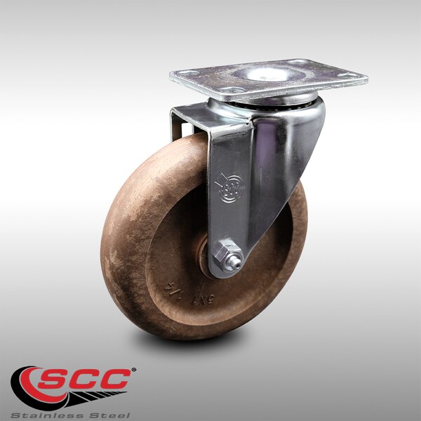 5 Inch SS High Temp Glass Filled Nylon Wheel Swivel Top Plate Caster SCC